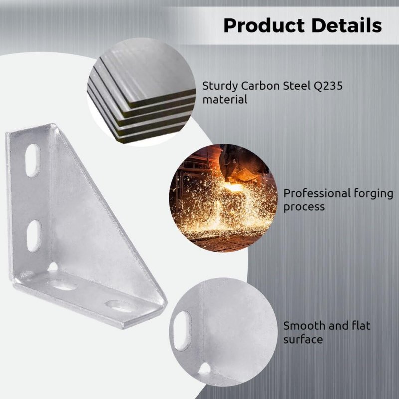 Toyokar 8-piece Set Of Carbon Steel Q235 90-degree Gusset Brackets For 1-5 8 Unistrut Channels