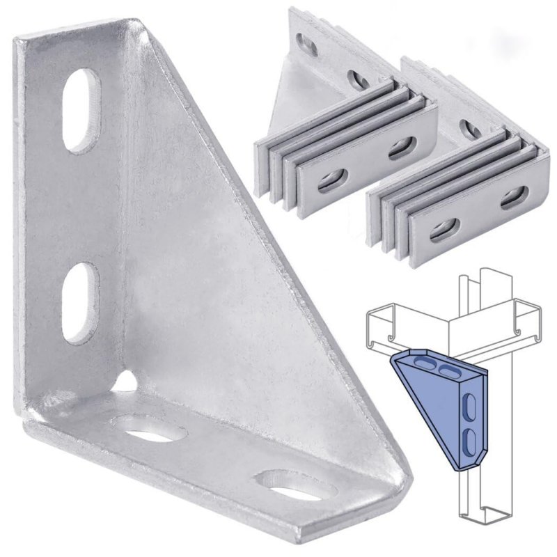 Toyokar 8-piece Set Of Carbon Steel Q235 90-degree Gusset Brackets For 1-5 8 Unistrut Channels
