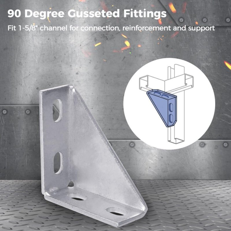 Toyokar 8-piece Set Of Carbon Steel Q235 90-degree Gusset Brackets For 1-5 8 Unistrut Channels