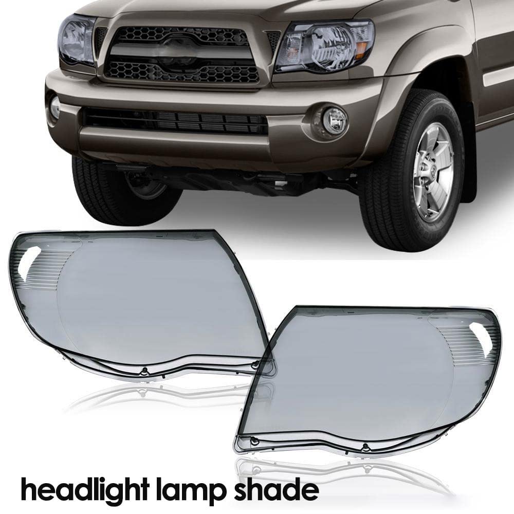 Front Headlight Lenses Cover For 2005-2011 Toyota Tacoma Left Right Side Replacement Pair Smoky Lens