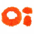 1 Set Fluffy Car Steering Wheel Cover Fit For 15 Inch Soft Handbrake Gear Shift Boot Universal Long Hair Orange 