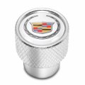 Ipick Image For Cadillac Logo In White On Shining Silver Aluminum Tire Valve Stem Caps