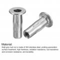 Uxcell 1 4-20 Multi-grip Rivet Nuts 2pcs Pre-bulbed Shank Flat Head Threaded Insert Nut 304 Stainless Steel Plus For