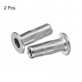 Uxcell 1 4-20 Multi-grip Rivet Nuts 2pcs Pre-bulbed Shank Flat Head Threaded Insert Nut 304 Stainless Steel Plus For