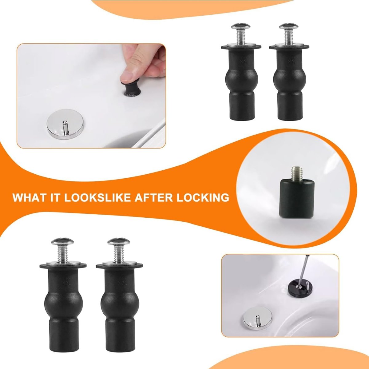 2pcs Toilet Seat Hinges Screws Top Fixing Part Device Rubber Nut