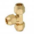 Patikil 1 2 X Brass Pipe Fitting Flare Tee Tube Adapter Connector With Nut For Air Conditioner Refrigeration Plumbing