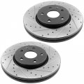 Motorbymotor Front Brake Rotors 321mm Drilled Slotted Rotor Pad Including Cleaner Dot4 Fluid Fits For Chevrolet Equinox Impala 