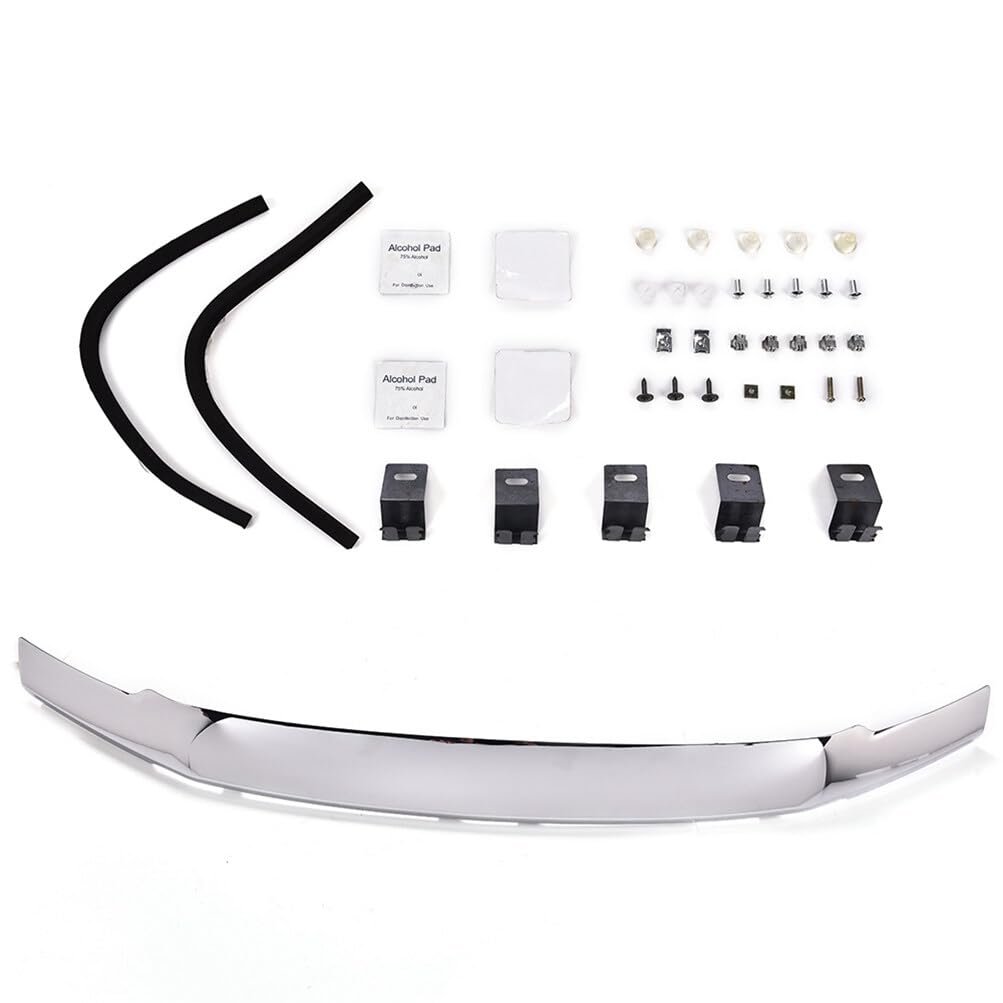 1pc Silver Chrome Hood Deflector Bug Shield For 2017-2021 Ford F250 F350 Super Duty