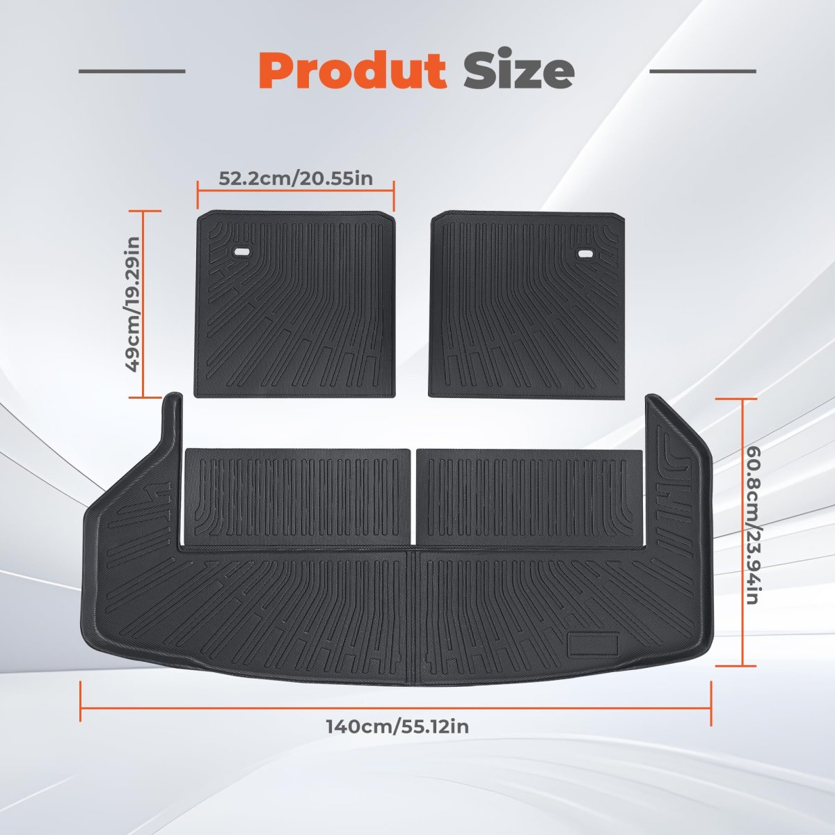 Cargo Liners And Backrest Mats For Highlander 7 Seat 2008 2013 Black Tpe Rear Trunk Liner 3 Piece Set