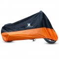 X Autohaux L Black Orange Motorcycle Cover Outdoor Waterproof Dust Snow Protector