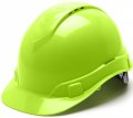 Pyramex Ridgeline Cap Style Hard Hat Vented 4-point Ratchet Suspension Hi-vis Lime 