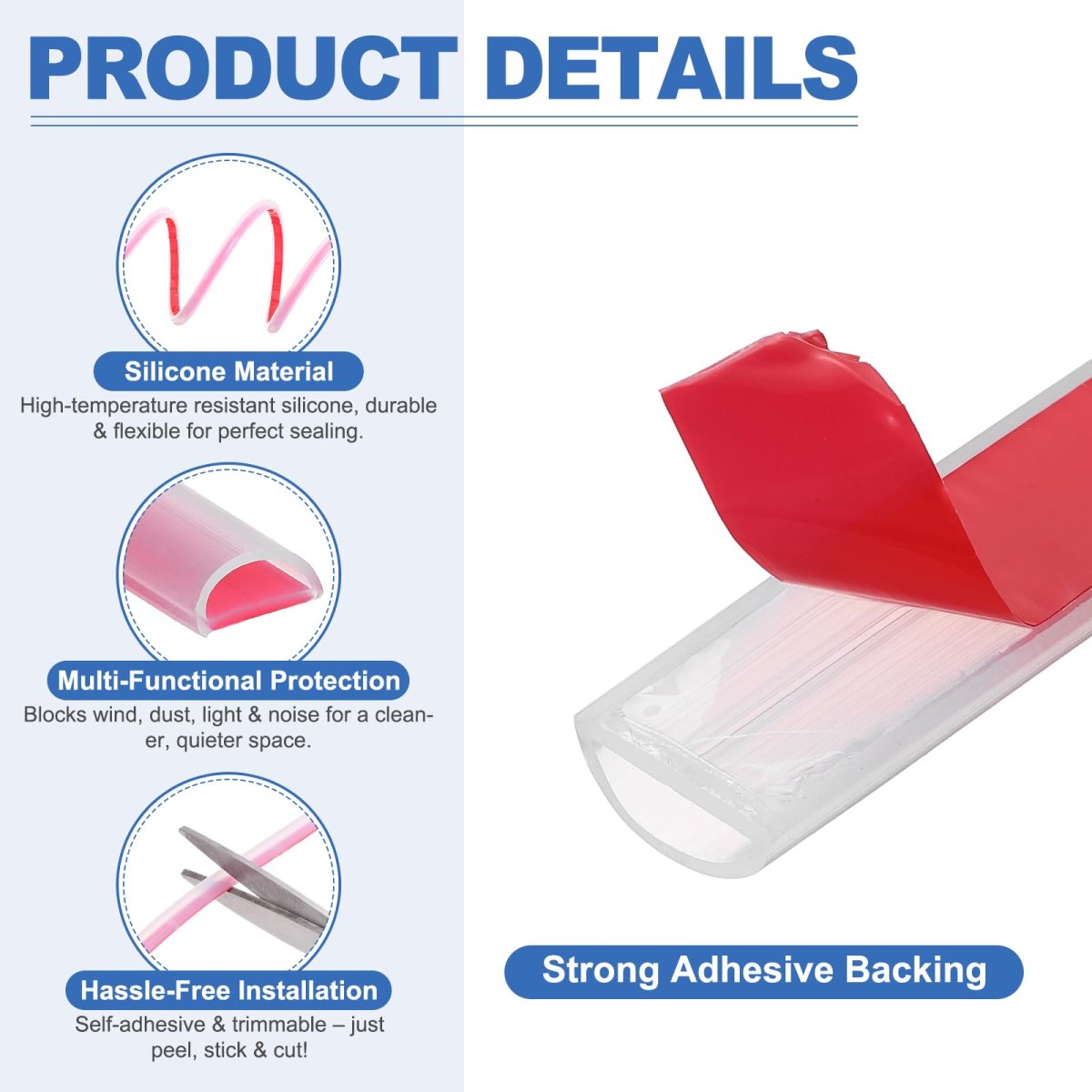 Weather Stripping Door Seal 10 Ft Self Adhesive D Shape Silicone Strip Window Gap Filler For Frame Insulation 15 32 W X 1 4 In