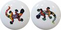 Set Of 2 Talavera Lizards Ceramic Cabinet Drawer Pull Knobs 