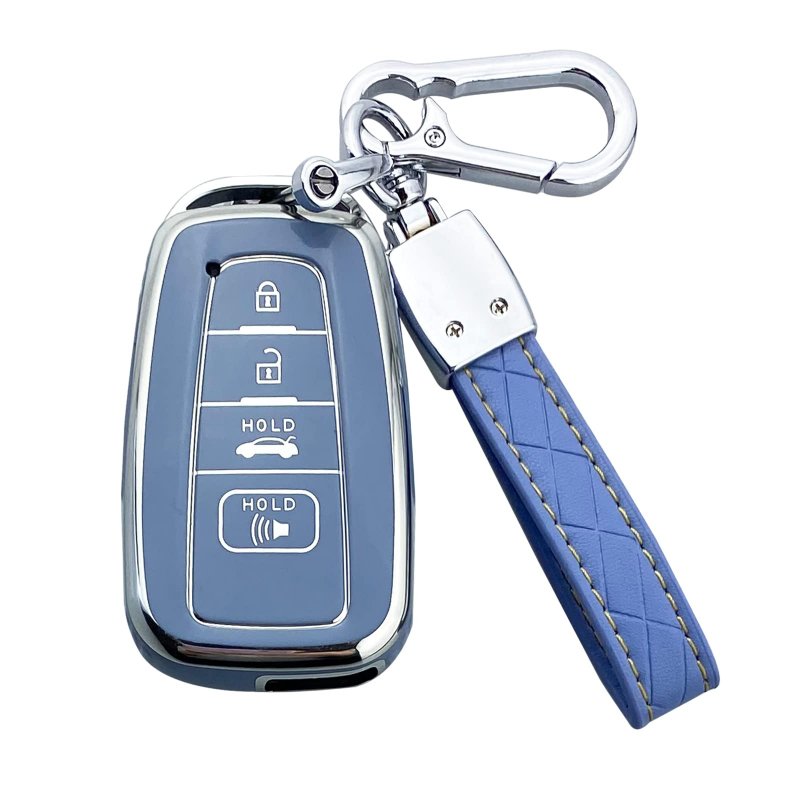 Yuebutor Key Fob Cover Case For Toyota 2019-2023 Camry Rav4 Highlander Corolla 4runner Avalon C-hr Prius Blue
