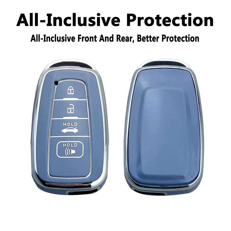 Yuebutor Key Fob Cover Case For Toyota 2019-2023 Camry Rav4 Highlander Corolla 4runner Avalon C-hr Prius Blue