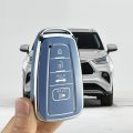 Yuebutor Key Fob Cover Case For Toyota 2019-2023 Camry Rav4 Highlander Corolla 4runner Avalon C-hr Prius Blue 
