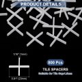 800pcs Tile Spacers 1 5mm 16 Cross Shape Wall Floor Spacer Tiling Tools For Ceramic Installation Pe Plastic White