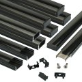 Muzata 10pack 3 3ft 1m Black Led Channel System With Smoky Cover Lens Aluminum Track Housing Profile For Strip Tape Light Under 