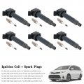 Topteng 6pcs Ignition Coil Spark Plug Fit For Lexus Es300 0l V6 00 1999-20 Es330 3 3l Rx330 3 2004-2006 Rx400h 3 06-08
