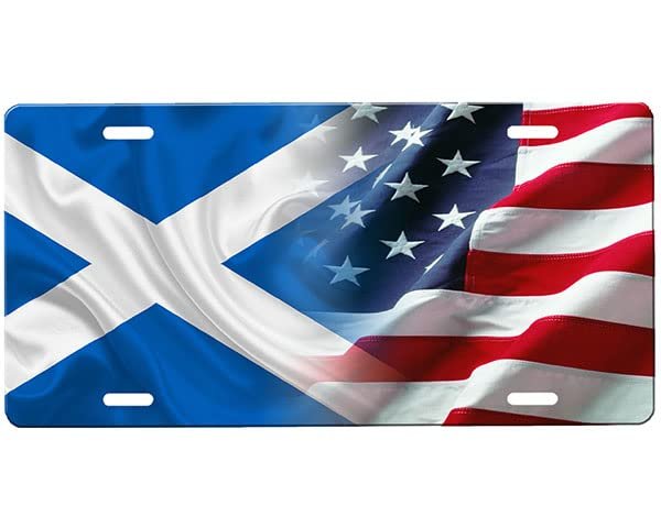 Scottish Flag American Novelty Vanity Plate Sign Custom Background Options Durable Rust Proof Aluminum Metal 11 9 In X 5 Gloss