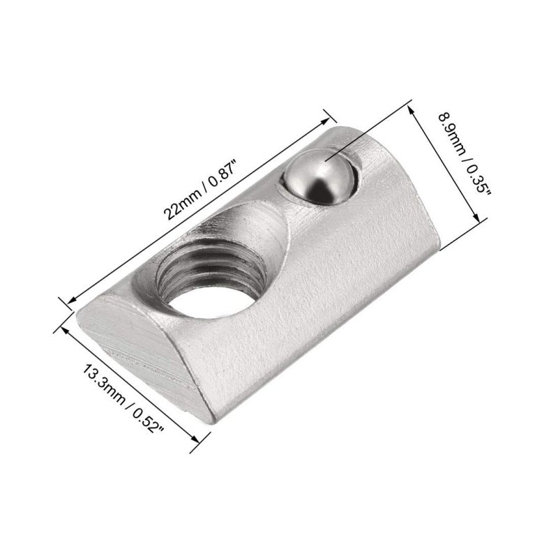 Roll-in Spring M8 T Nut Roll Ball Elastic Nuts For 4040 Series Aluminum Extrusion Profile Suitable With 8mm Groove Depth Pack