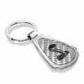Ipick Image Made Clear Dome Real Silver Carbon Fiber Chrome Metal Teardrop Key Chain With Logo For Ford Mustang Cobra