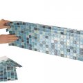 Collections Etc Multi-colored Adhesive Mosaic Backsplash Tiles For Kitchen And Bathroom Set Of 6 Blue Multi 