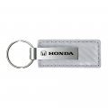 Au-tomotive Gold Carbon Fiber Rectangular Leather Key Chain For Honda White