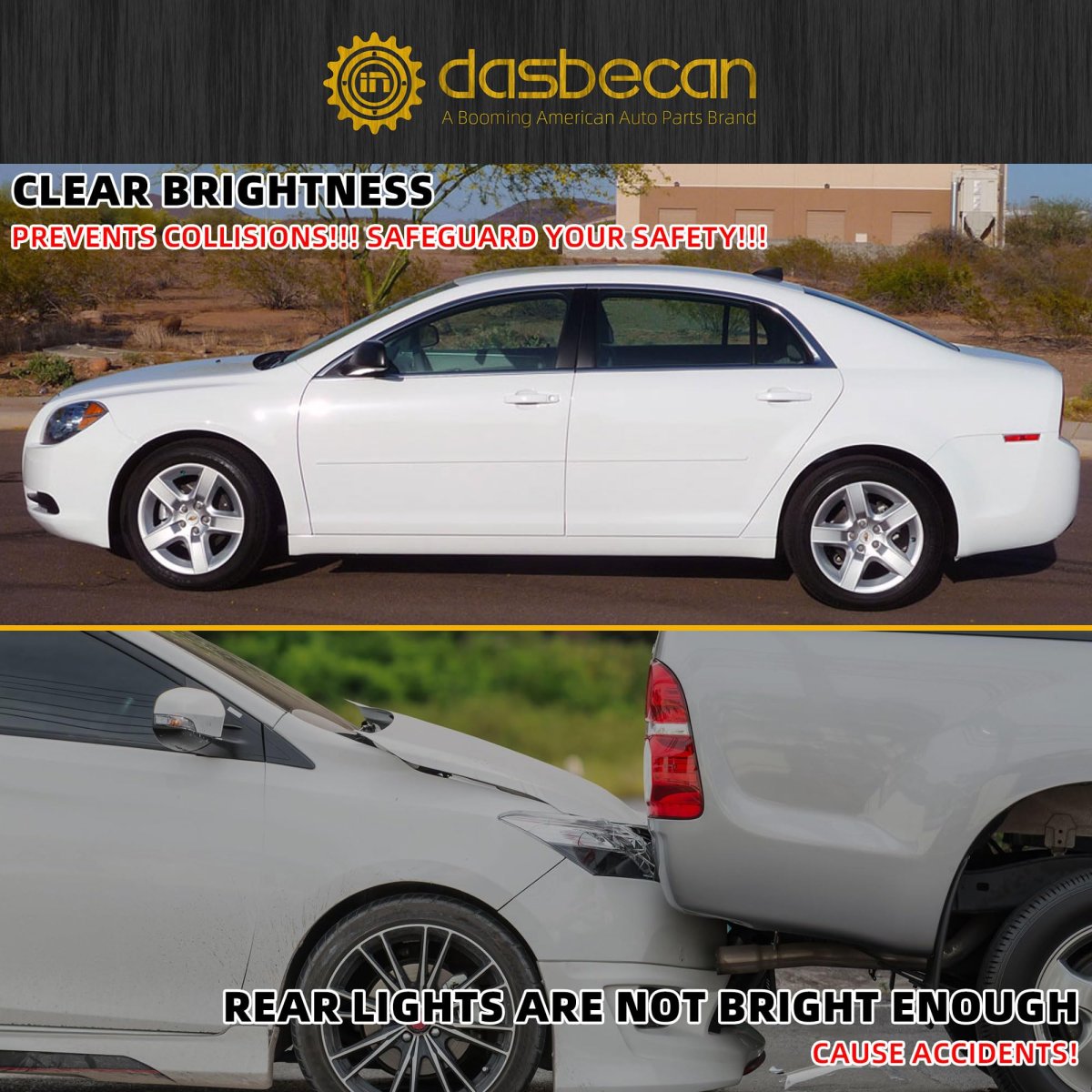 Dasbecan Center High Mount Third 3rd Brake Light Stop Lamp For Chevy Malibu 2008-2012 Replace 923-289 15271122