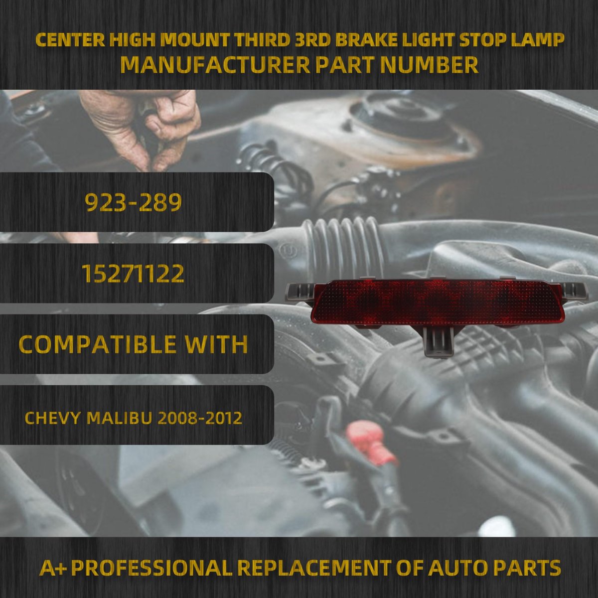 Dasbecan Center High Mount Third 3rd Brake Light Stop Lamp For Chevy Malibu 2008-2012 Replace 923-289 15271122