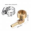 Uxcell Brass Hose Barb Fitting Elbow 6mm X G1 2 Male Thread Right Angle Pipe Connector With Stainless Steel Clamp Pack Of