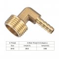 Uxcell Brass Hose Barb Fitting Elbow 6mm X G1 2 Male Thread Right Angle Pipe Connector With Stainless Steel Clamp Pack Of