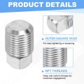 1 8 In Npt Male Pipe Plug 316 Stainless Steel Outer Square Head Solid Thread Bung For Hydraulic And Pneumatic Systems Silver