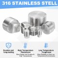 1 8 In Npt Male Pipe Plug 316 Stainless Steel Outer Square Head Solid Thread Bung For Hydraulic And Pneumatic Systems Silver