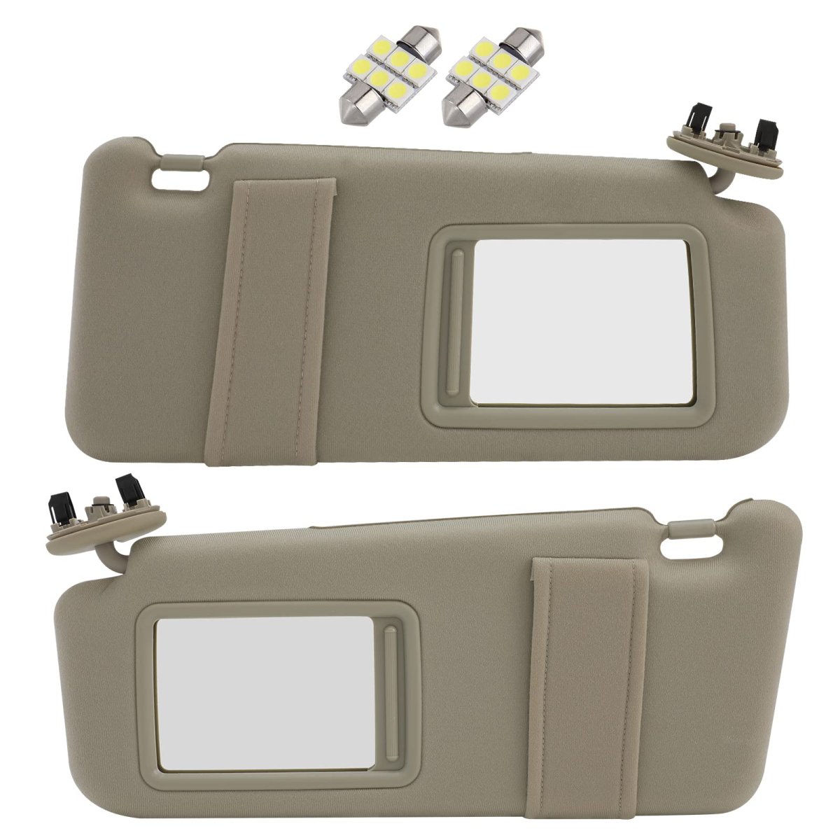 Left And Right Sides Sun Visor For 2006-2011 Toyota Camry Withoutroof Beige Sun With Lights Replace 74320-06780-e0