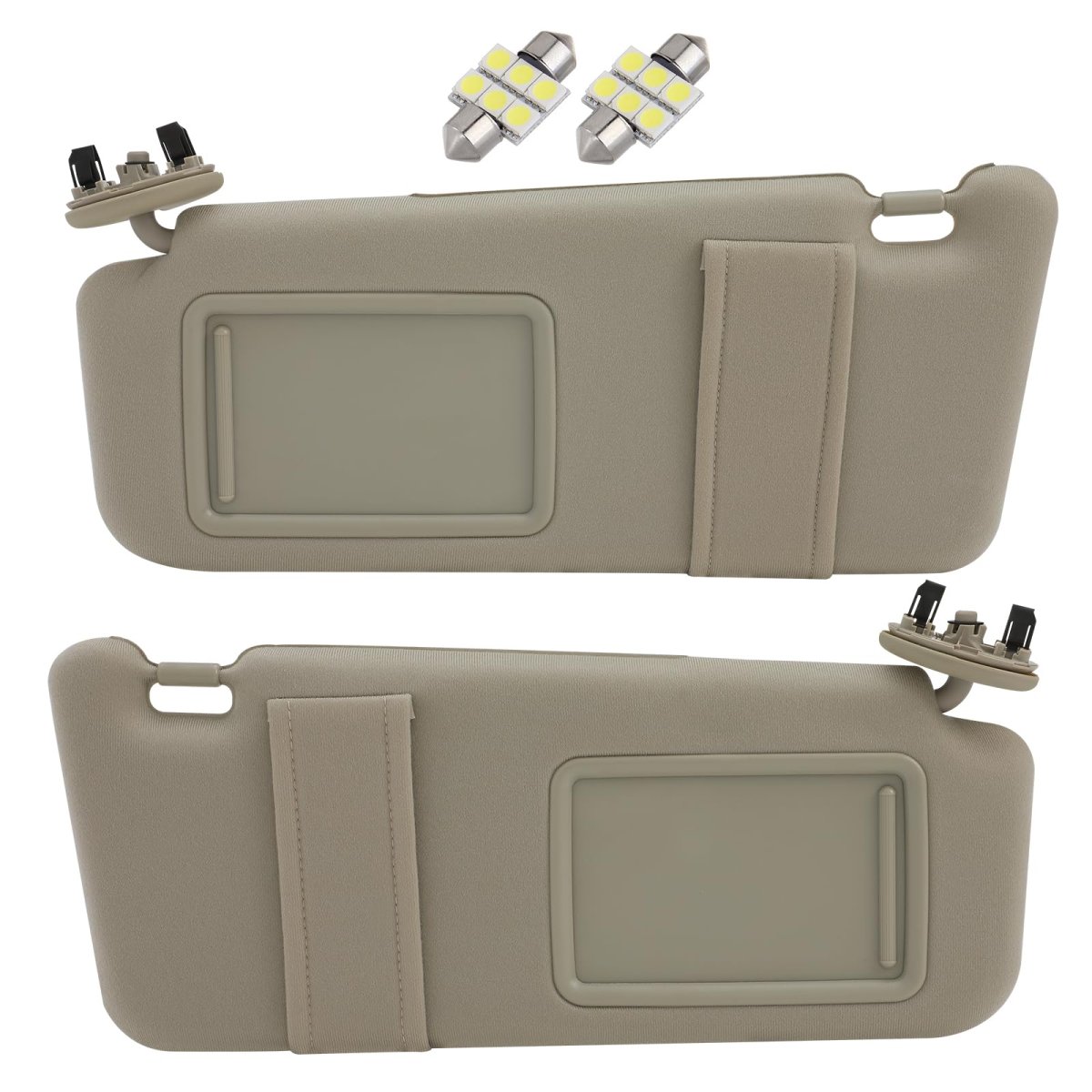 Left And Right Sides Sun Visor For 2006-2011 Toyota Camry Withoutroof Beige Sun With Lights Replace 74320-06780-e0