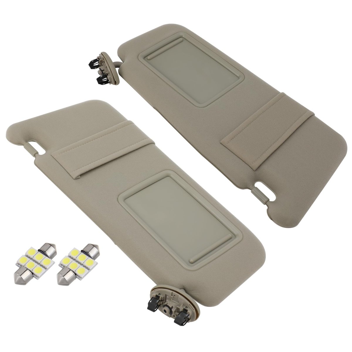 Left And Right Sides Sun Visor For 2006-2011 Toyota Camry Withoutroof Beige Sun With Lights Replace 74320-06780-e0