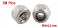Uxcell M4x0 7mm Metric Stainless Steel Nylon Insert Lock Hex Nuts 50pcs
