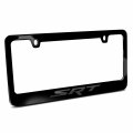 Ipick Image Made For Dodge Jeep Srt Logo In 3d Dark Gray Letters On Black Metal License Plate Frame