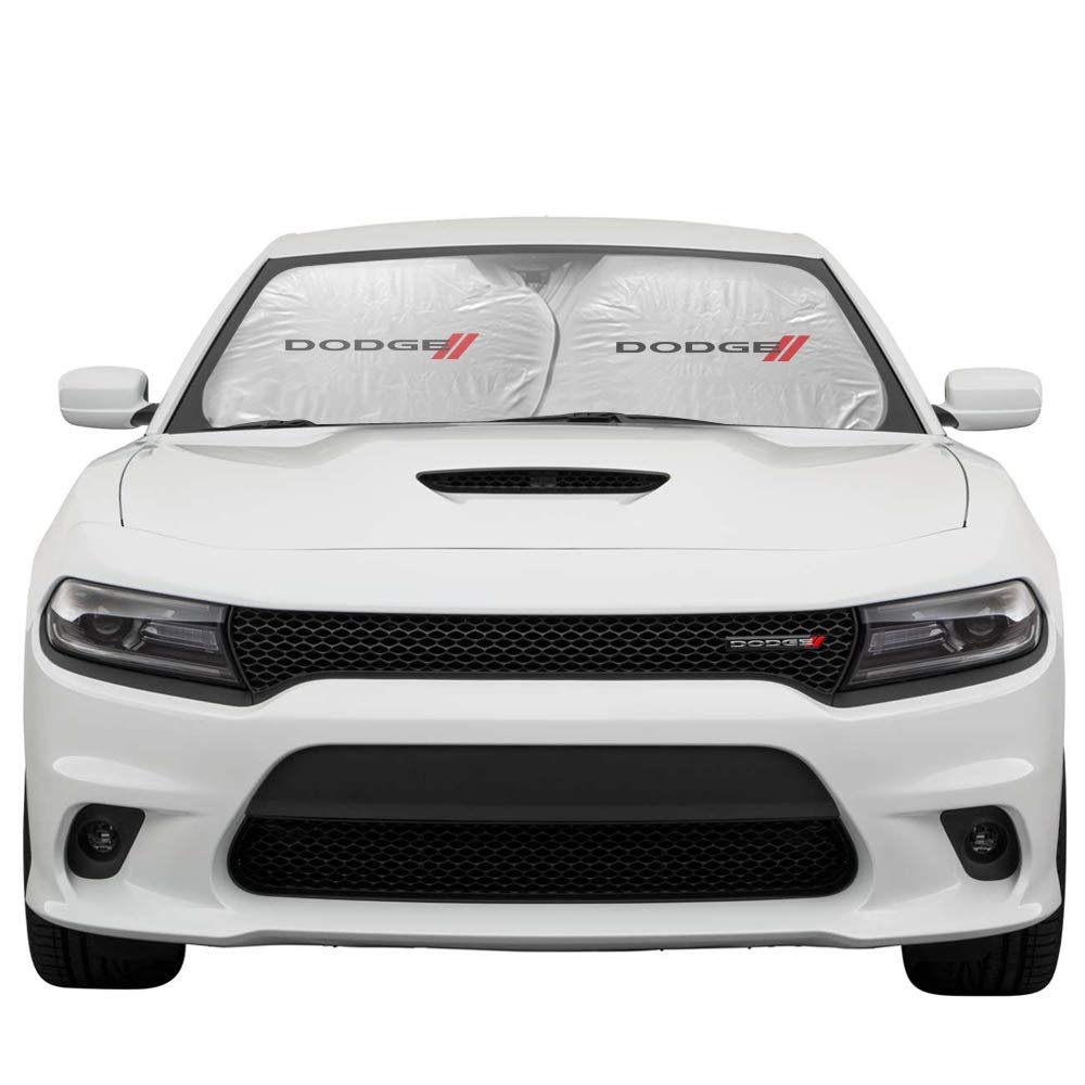 Dodge Logo Universal Fit Dual Panels 2 Of 28 W X 24 L Easy Folding Windshield Sun Shade