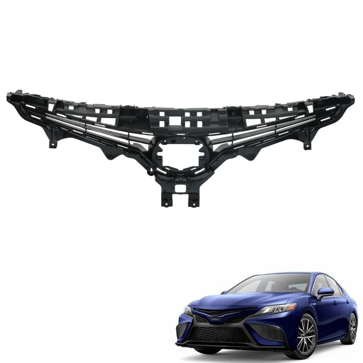 Bumper Hood Front Grille Upper Grill Black Replacement For 2021 2022 Camry Se Xse