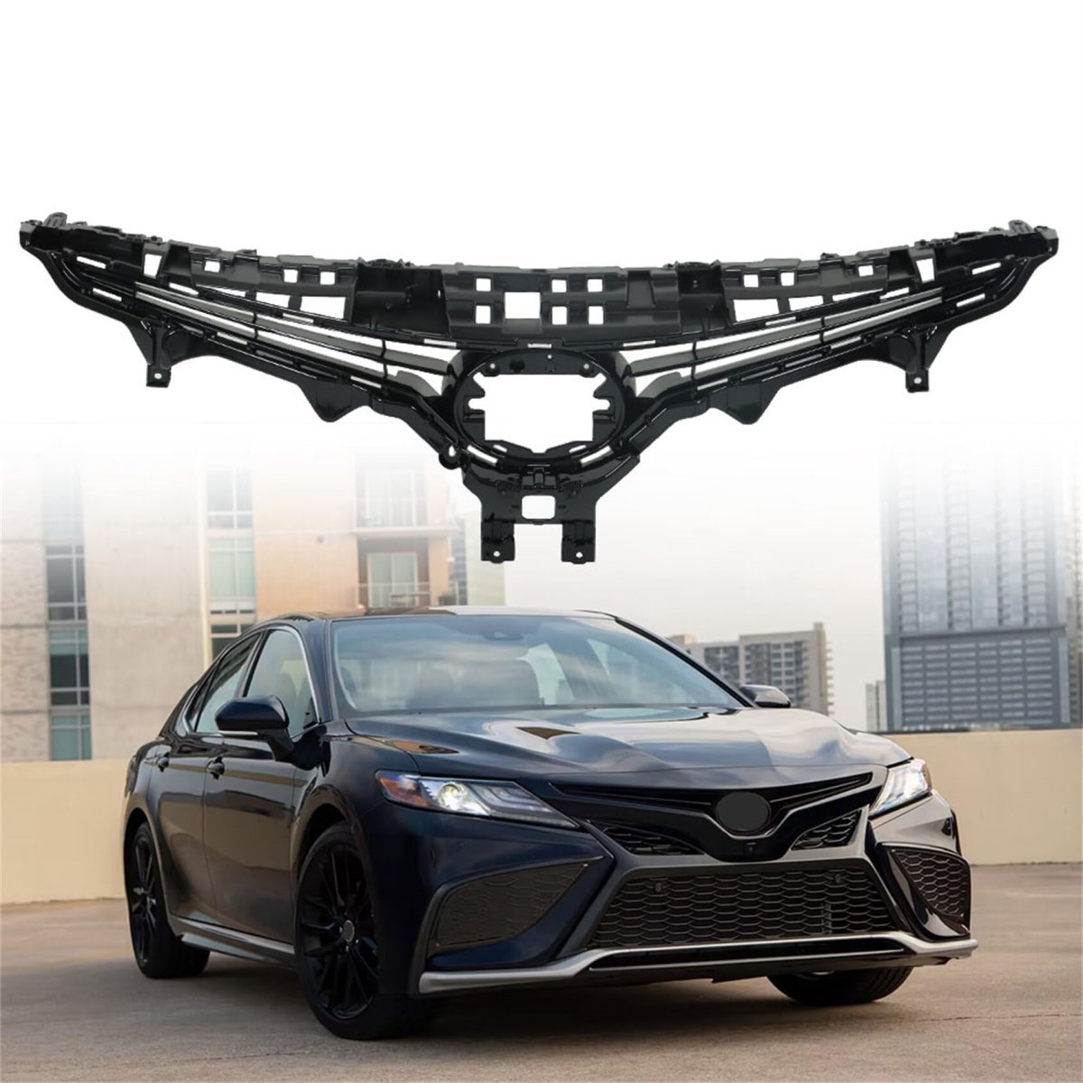 Bumper Hood Front Grille Upper Grill Black Replacement For 2021 2022 Camry Se Xse