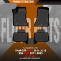 Tpe Floor Mats Liners 3pcs For Dodge Charger Rwd 2011-2023 Rear Wheel Drive All Weather Protection Black Alfombras Para Carro