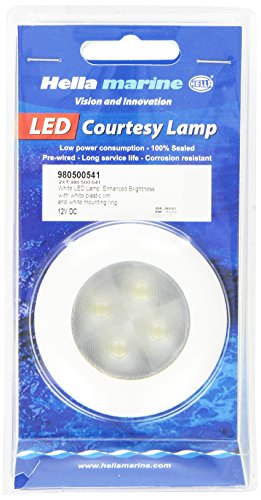 Hella 980500541 0500 Series Slim Line White 12v Dc Round Enhanced Brightness Led Courtesy Light With Plastic Rim