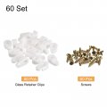 Uxcell 60set Glass Retainer Clips Kit 20mm Plastic Cabinet With Screws For Fixing 3mm Thick Doors Mirror White