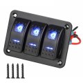 3 Gang Toggle Rocker Switch Panel Usb Led Blue Light For Car Auto Boat Marine Circuit Breakers
