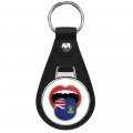 British Virgin Islands Tongue World Flag Keychain Black Premium Leather Chain With 1 In Round Silver Design And Key Ring 