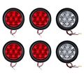 4 Inch 7 Led Round Stop Backup Reverse Truck Trailer Tail Light Kit W Grommet Pigtail Red 2 White 