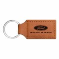 Ipick Image Compatible With Ford Explorer Rectangular Brown Leatherette Key Chain