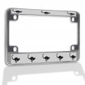 Fastasticdeals Metal Insert Bike License Plate Frame Meerkat Funny Weatherproof Motorcycle Accessories Chrome 4 Holes Solid 